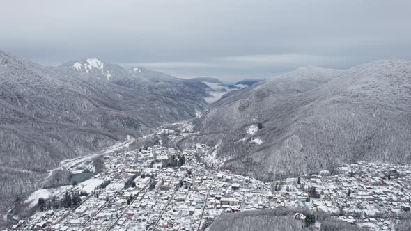 Winter Mountain Landscape The Rosa Khutor Alpine Resort Near Krasnaya Polyana Panoramic Background alt