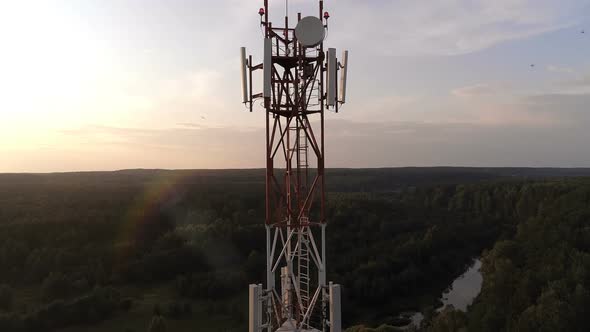 Aerial View of the Mobile Cellular Telecom Tower alt