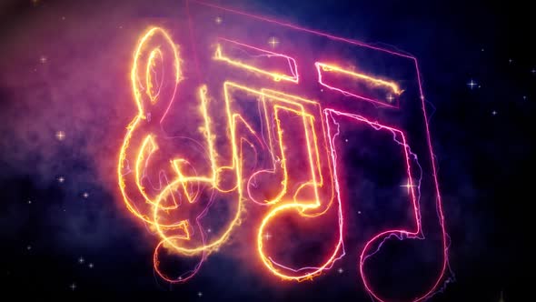 Music Sign Burning On Fire Glowing Seamless Loop