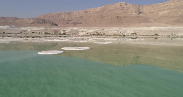 Aerial view of Dead Sea shoreline in Negev, Israel. alt