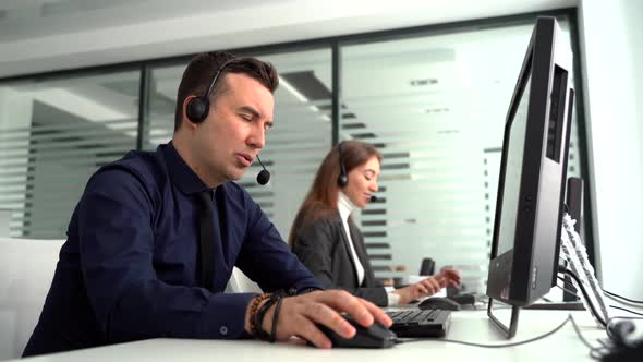 Male Customer Service Agent in a Call Center