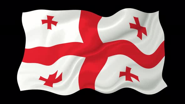 Georgia Waving Flag Animated Black Background