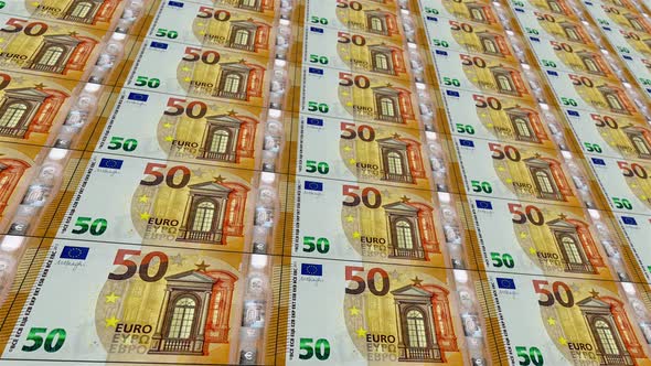 New 50 Euro Banknote. Horizontal. It's Moving To The Right. Looped Animation. alt