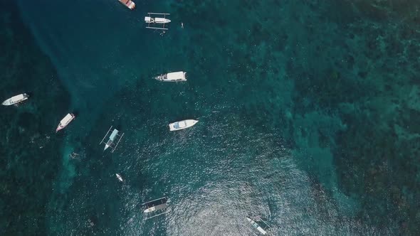 Aerial View of a Lagoon with Fishing Boats