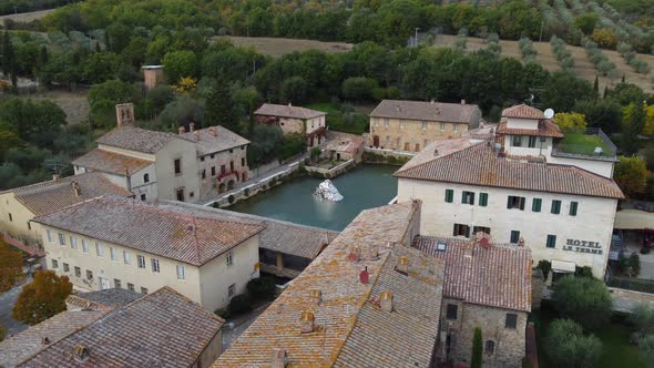 Bagno Vignoni Thermal Bath Hot Water in Tuscany Aerial View alt