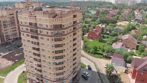 Moscow Region Landscape with High-rise and Private Houses