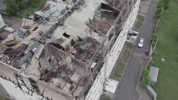 Wartorn Building in Stoyanka Bucha District Ukraine alt