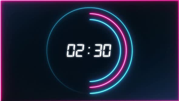 Neon Countdown 5 minutes 4K