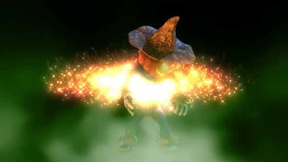 Scarecrow with magic fireflies alt