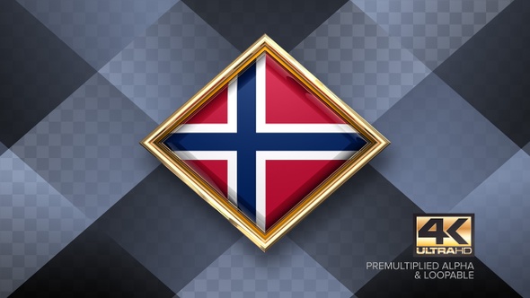 Norway Flag Rotating Badge 4K Looping with Transparent Background