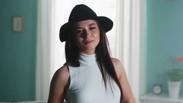 Portrait of Beautiful Brunette Woman alt