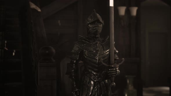 Old Interior Castle with Knight Armor alt