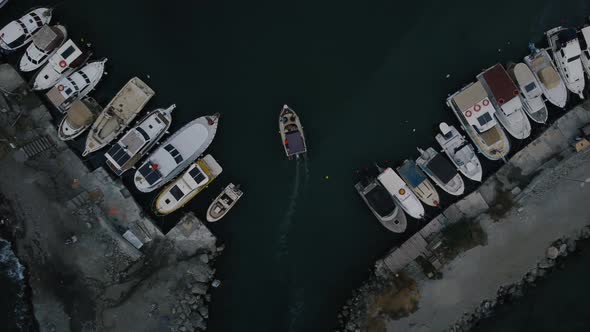 Aerial View of a Boat Entering to Fisher Shelter