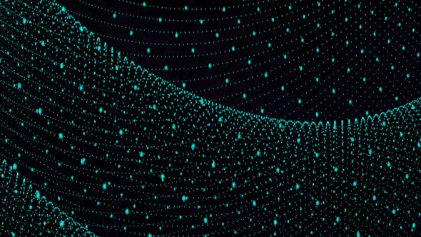 cyan color particle wave background animation. Vd 1068