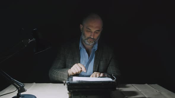 Vintage Reporter Working at Desk alt