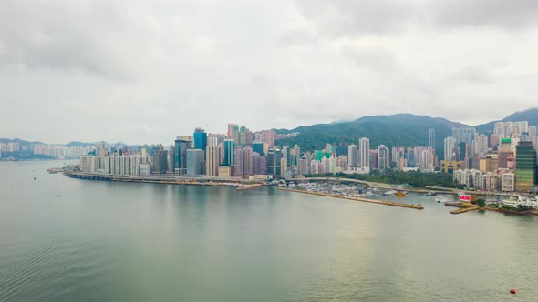 Victoria Harbour in Hong Kong. hyper lapse in hong kong city. alt