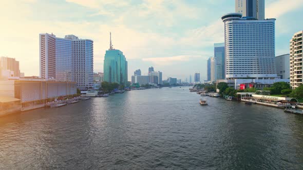 4K : Aerial city view of Bangkok downtown, Flying over Bangkok, Thailand. alt