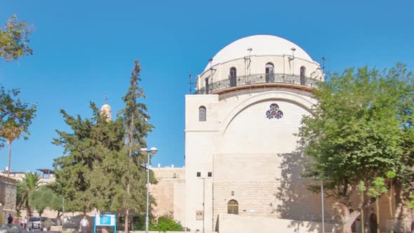 Synagogue with Name Hurva in Old City of Jerusalem Israel Timelapse Hyperlapse alt