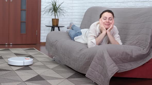 Home robot on the floor.  alt