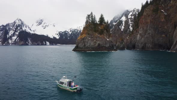 Fishing Boat along Arctic Coastline