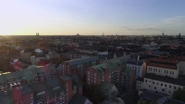 Stockholm City Skyline at Sunset Aerial Drone