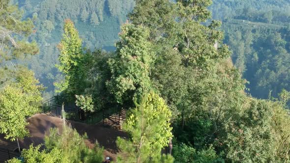 Cinematic Aerial Clip of Beautiful Forest Mountain Overlooking a Valley in the Morning