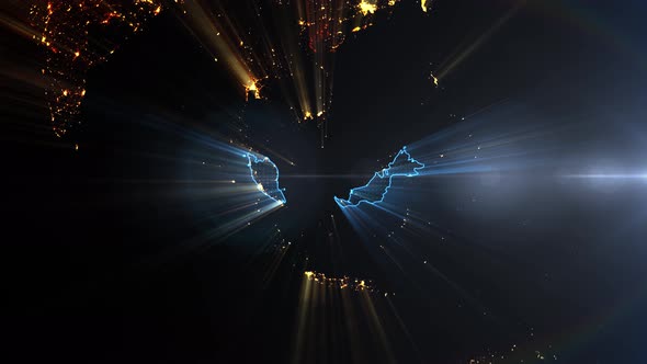 Realistic Earth Night Shining Country Malaysia alt