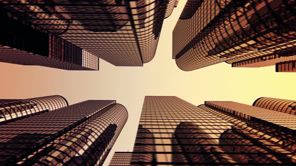 A walk through the business district with skyscrapers overhead. Loopable HD alt