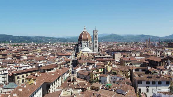 Aerial Cityscape View of Florence Rooftops and Cathedral Dome alt
