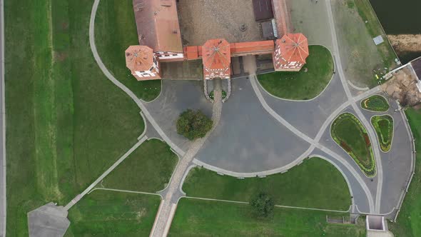 View From the Height of the Mir Castle in Belarus and the Park on a Summer Day alt