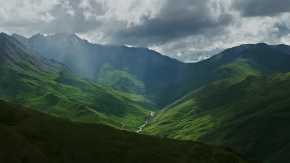 Mountain Landscape with Sun Rays