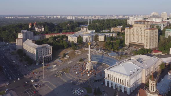 Aerial Drone View of Central Square in Kiev alt