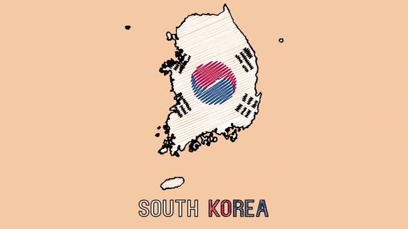 South Korea Cartoon Map