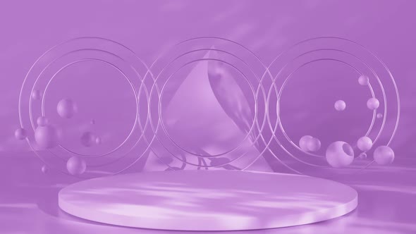 3D Animation of Purple Podium Display For Cosmetic Product Presentation, Pedestal Background.