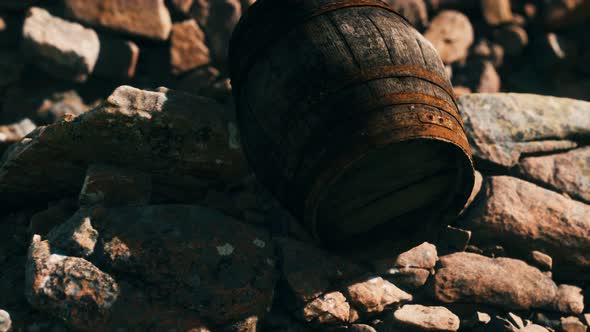 Old Wooden Barrel on the Rocks alt