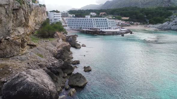 Flight Over Beautiful Seashore at Mallorca