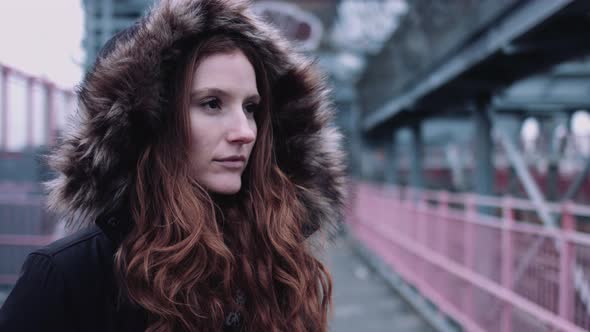 Portrait of Young adult woman on street in New York