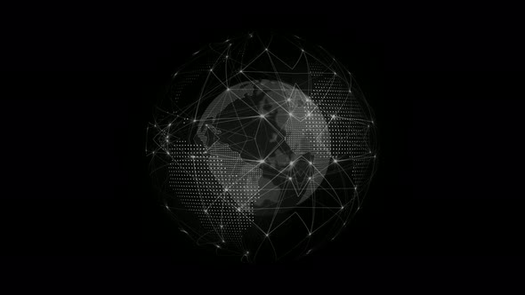 White Plexus Earth Animation On Black Background alt