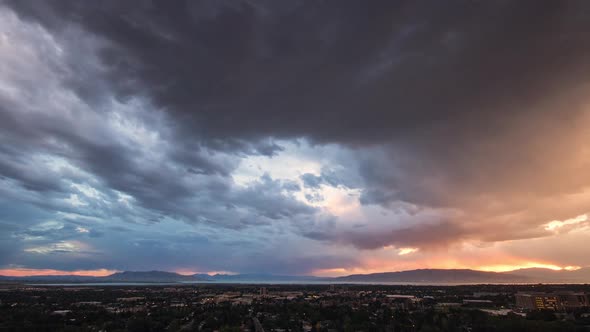 Time lapse of colorful sky at sunset over looking Provo Utah alt