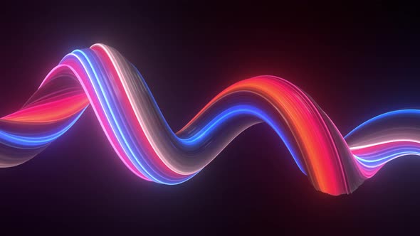 3D helix neon lights seamless loop abstract shape background
