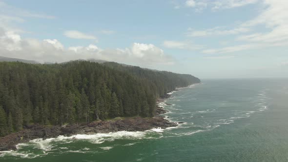 Beautiful Aerial Panoramic Landscape View of the Rocky Pacific Ocean Coast in the Southern Vancouver alt
