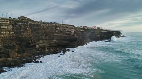 Aerial of Coastal Town Azenhas Do Mar in Portugal alt