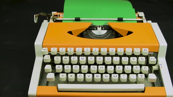 Typewriter Stylish Orange Vintage Mechanical White Keyboard Camera Travel Dolly Left To Right
