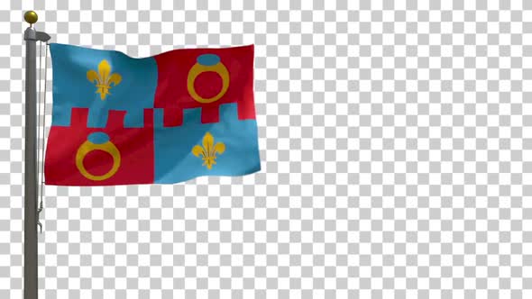 Montgomery County Flag (Maryland, USA) on Flagpole with Alpha Channel - 4K alt