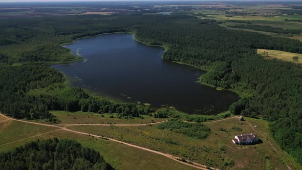 Top View of the Lake Bolta in the Forest in the Braslav Lakes National Park the Most Beautiful alt