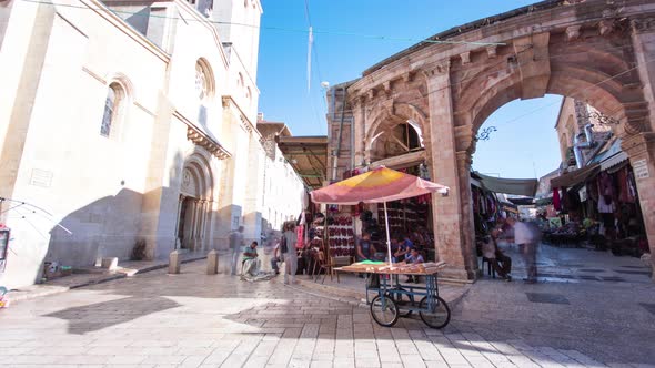 The Colorful Souk in the Old City of Jerusalem Israel Timelapse Hyperlapse alt
