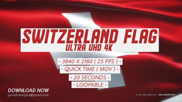 Switzerland Flag - Ultra UHD 4K Loopable alt