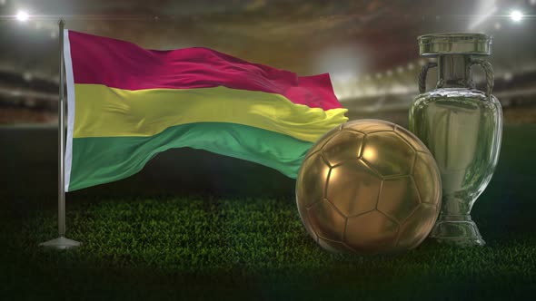 Bolivia Flag With Football And Cup Background Loop alt