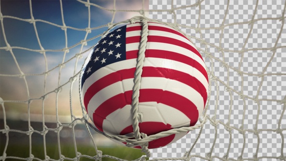 Soccer Ball Scoring Goal Day Frontal - USA