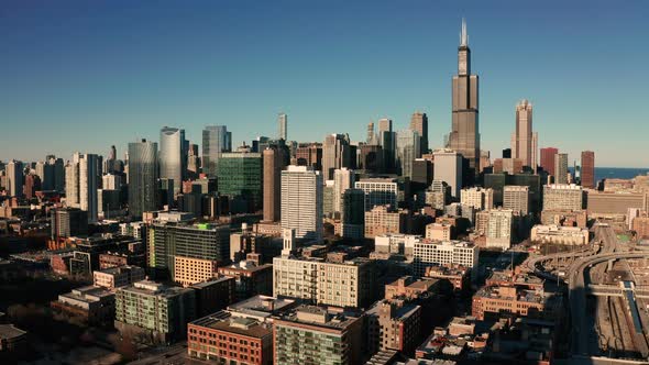 Looking into downtown Chicago Illinois from the south end 4K UHD